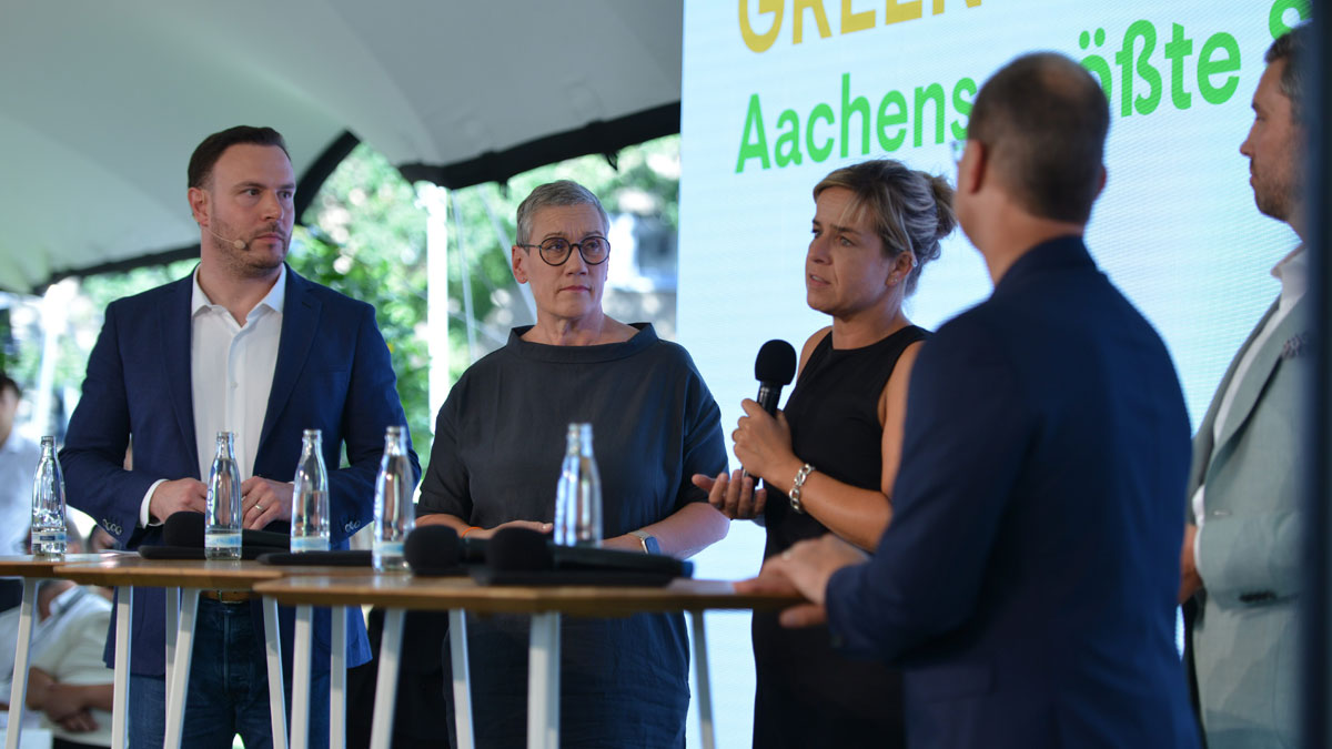 anel Discussion with Mona Neubaur, Deputy prime minister of North Rhine-Westphalia and Minister for Economic Affairs, Industry, Climate Protection and Energy and Sibylle Keupen, Mayor of Aachen on the inauguration of the new solar parc