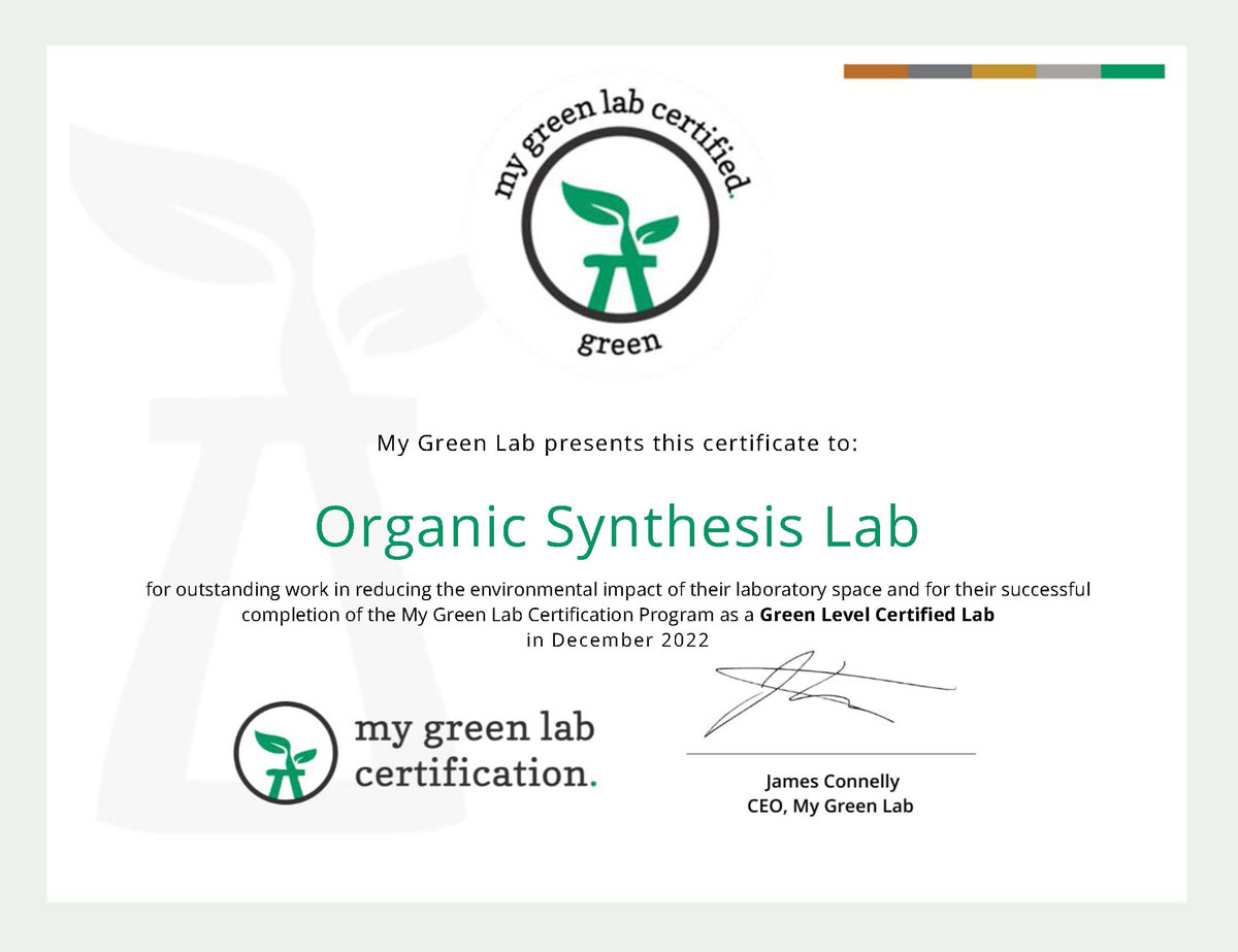 Organic Synthesis Lab certificate