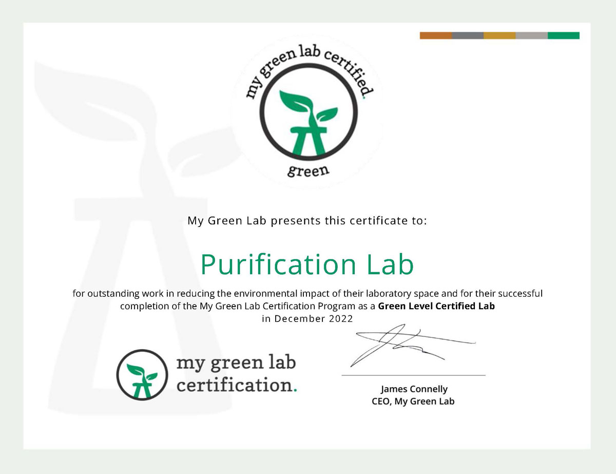 Purification Lab certificate