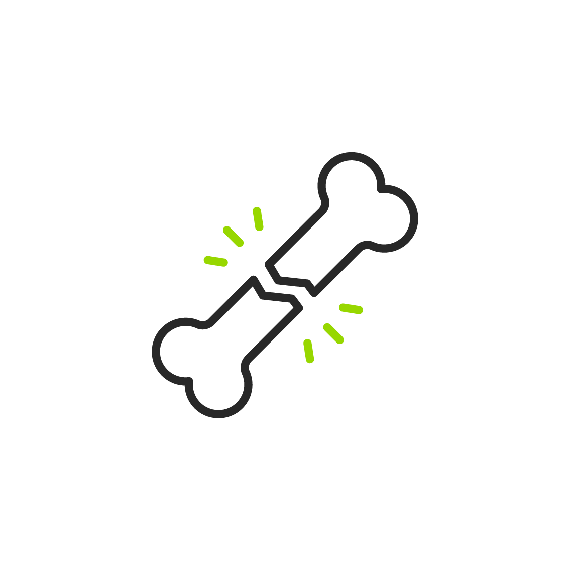Broken bone icon, standing for increased risk of fractures