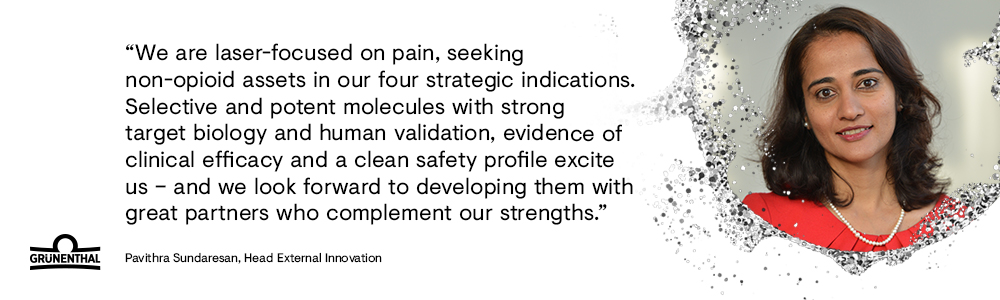 "We are laser-focused on pain, seeking non-opioid assets in our four strategic indications."