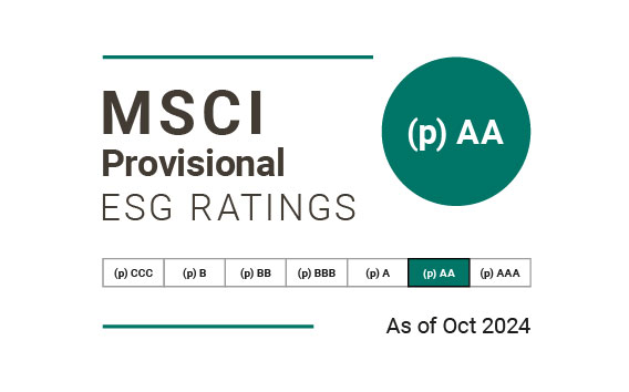 MSCI recognises Grünenthal as an ESG industry leader" role. MSCI Provisional ESG Ratings (p)AA as of Oct. 2024