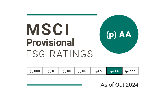 MSCI recognises Grünenthal as an ESG industry leader" role. MSCI Provisional ESG Ratings (p)AA as of Oct. 2024